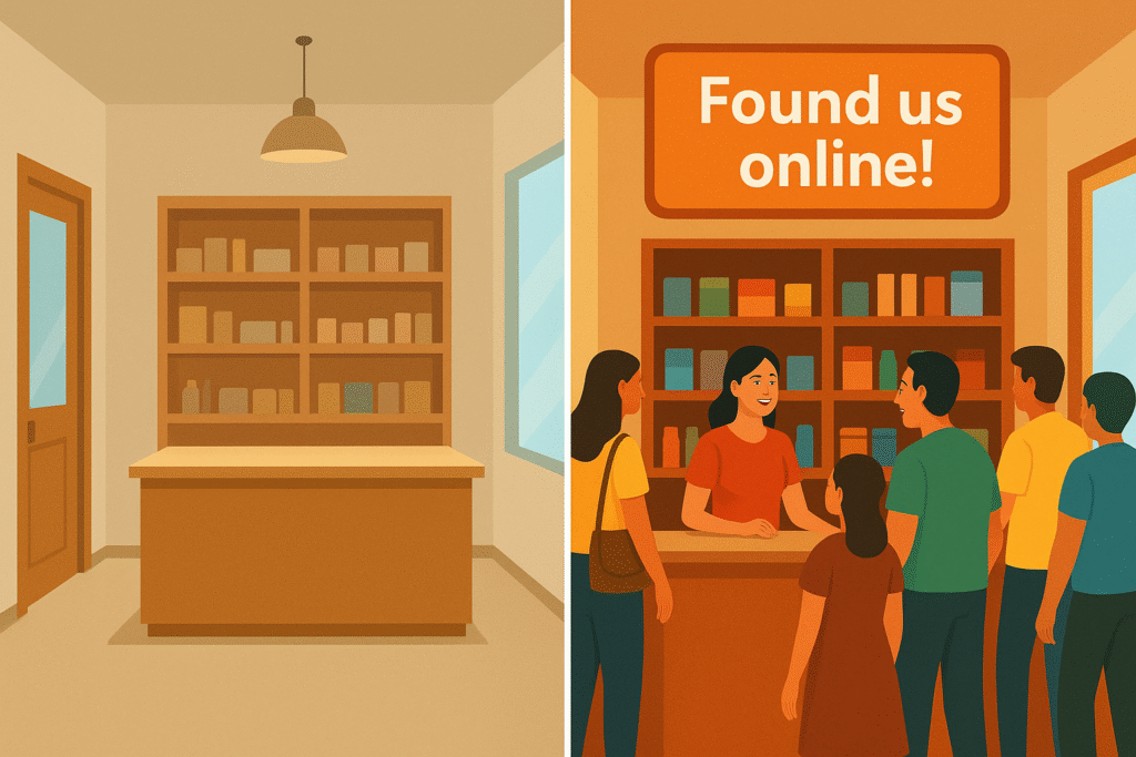 Professional small business website design example on laptop and phone